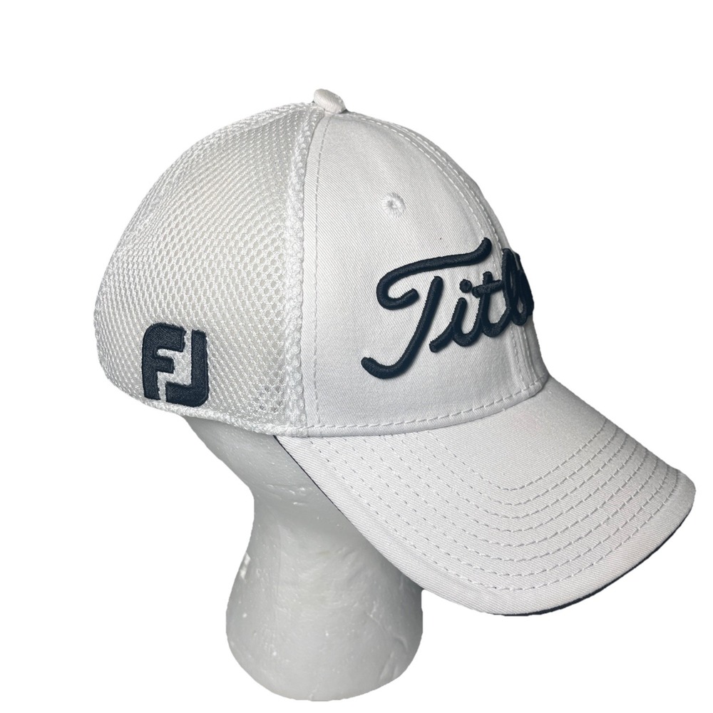 Titleist FJ‎ Pro V1 Hat Cap Strech Fit Mesh White Logo Outdoors Golf M-LG Mens